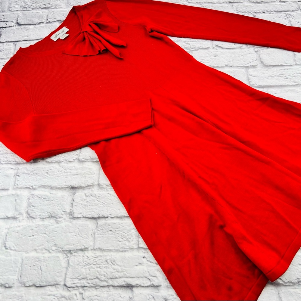 Jessica H Vibrant Red Long Sleeve Sweater Dress Size Large Fitted Sheath Elegant